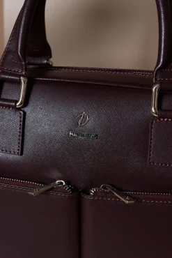 D'Arienzo Justin - Borsa Ventiquattrore in pelle di vitello bordeaux saffiano doppia tasca