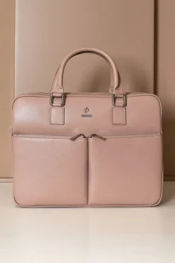 D'Arienzo Justin - Borsa Ventiquattrore in pelle di vitello beige saffiano doppia tasca