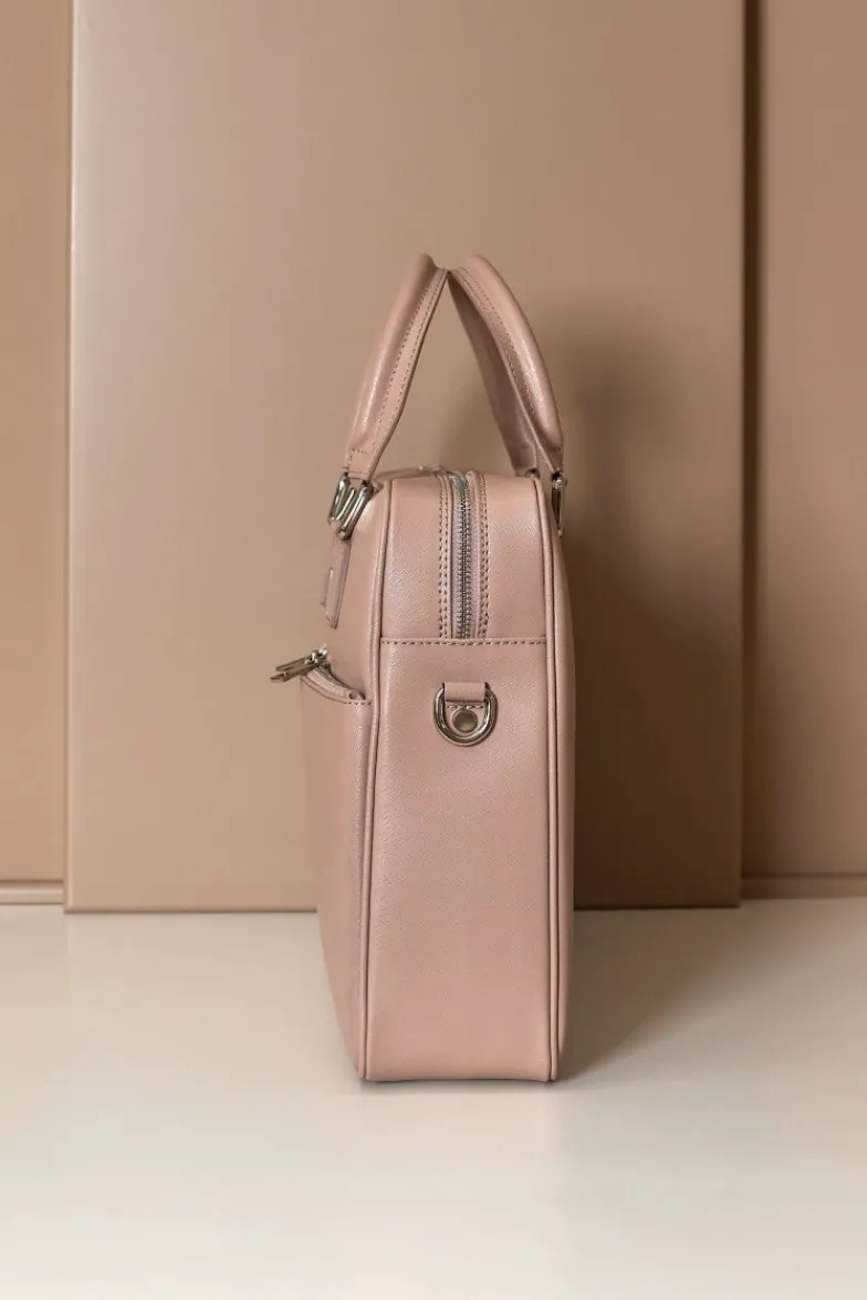 D'Arienzo Justin - Borsa Ventiquattrore in pelle di vitello beige saffiano doppia tasca