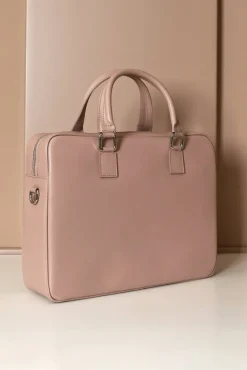 D'Arienzo Justin - Borsa Ventiquattrore in pelle di vitello beige saffiano doppia tasca