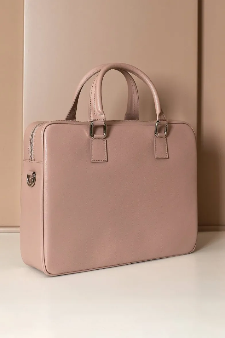 D'Arienzo Justin - Borsa Ventiquattrore in pelle di vitello beige saffiano doppia tasca