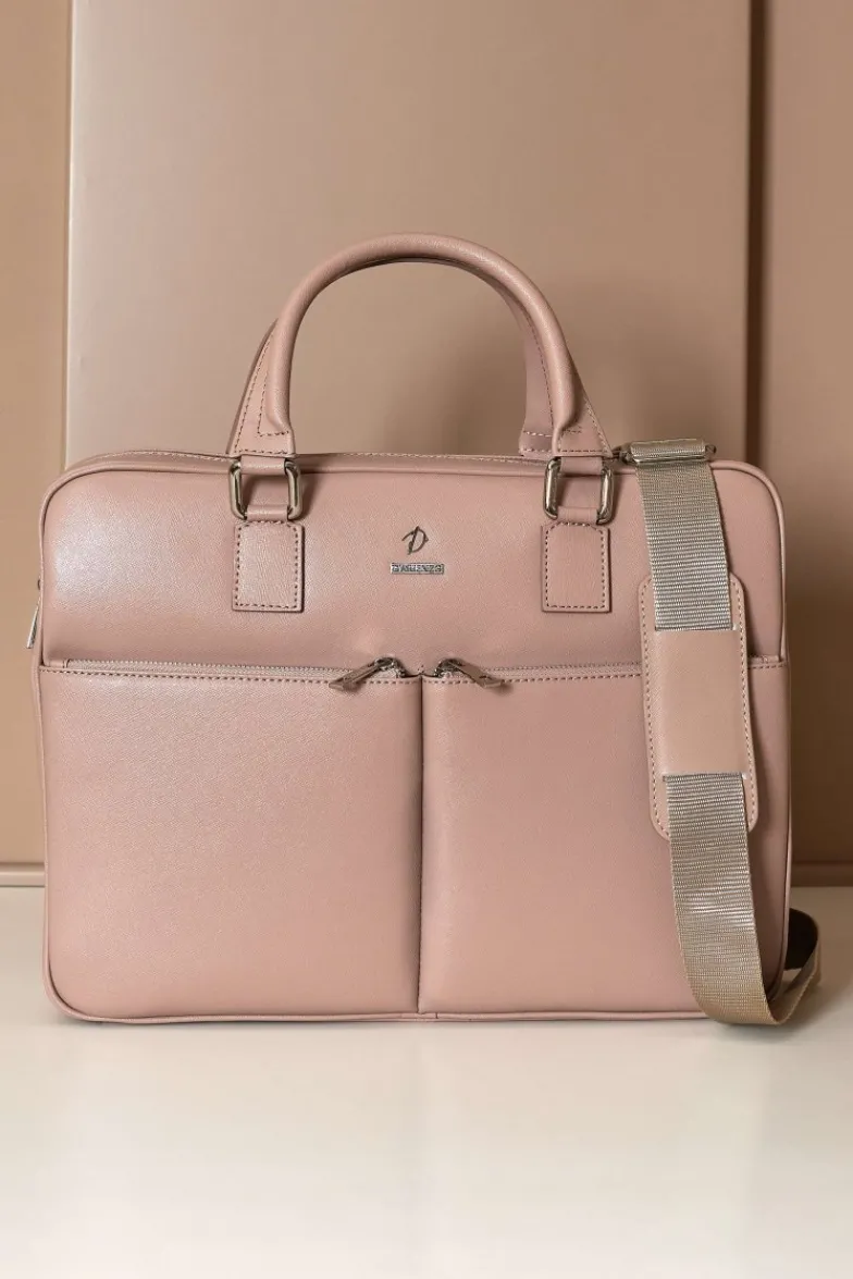 D'Arienzo Justin - Borsa Ventiquattrore in pelle di vitello beige saffiano doppia tasca