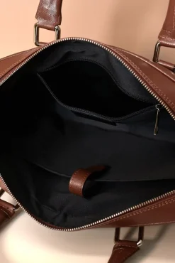D'Arienzo Justin - Borsa Ventiquattrore in pelle di vitello marrone saffiano con doppia tasca