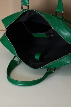 D'Arienzo Justin - Borsa Ventiquattrore in pelle di vitello verde chiaro saffiano con doppia tasca