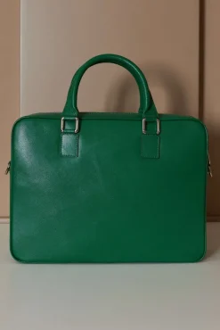 D'Arienzo Justin - Borsa Ventiquattrore in pelle di vitello verde chiaro saffiano con doppia tasca