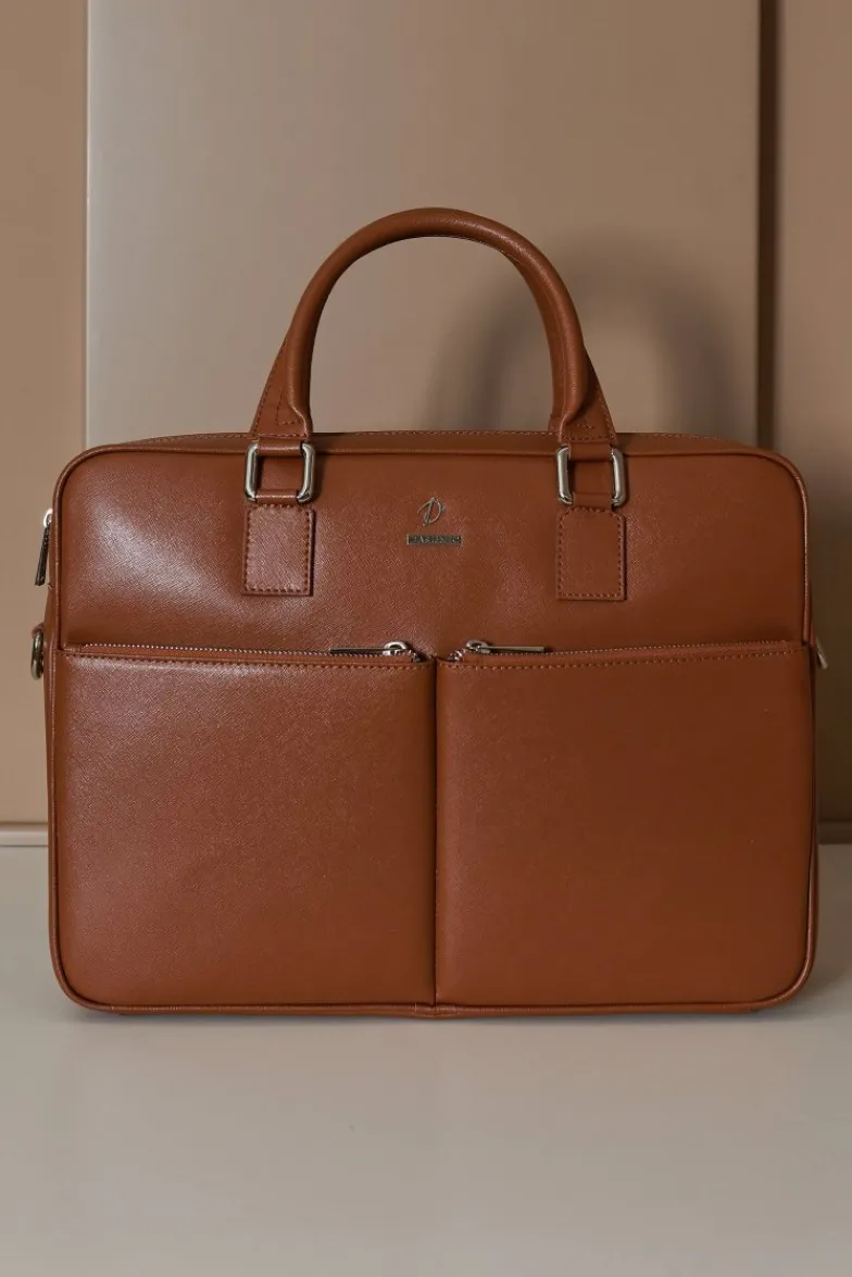 D'Arienzo Justin - Borsa Ventiquattrore in pelle di vitello cuoio saffiano con doppia tasca