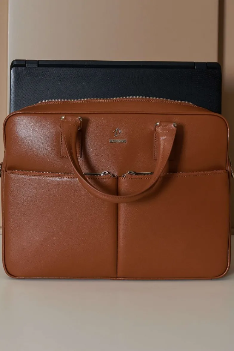 D'Arienzo Justin - Borsa Ventiquattrore in pelle di vitello cuoio saffiano con doppia tasca