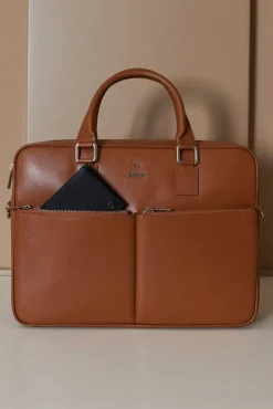 D'Arienzo Justin - Borsa Ventiquattrore in pelle di vitello cuoio saffiano con doppia tasca