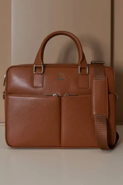 D'Arienzo Justin - Borsa Ventiquattrore in pelle di vitello cuoio saffiano con doppia tasca