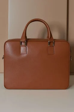 D'Arienzo Justin - Borsa Ventiquattrore in pelle di vitello cuoio saffiano con doppia tasca