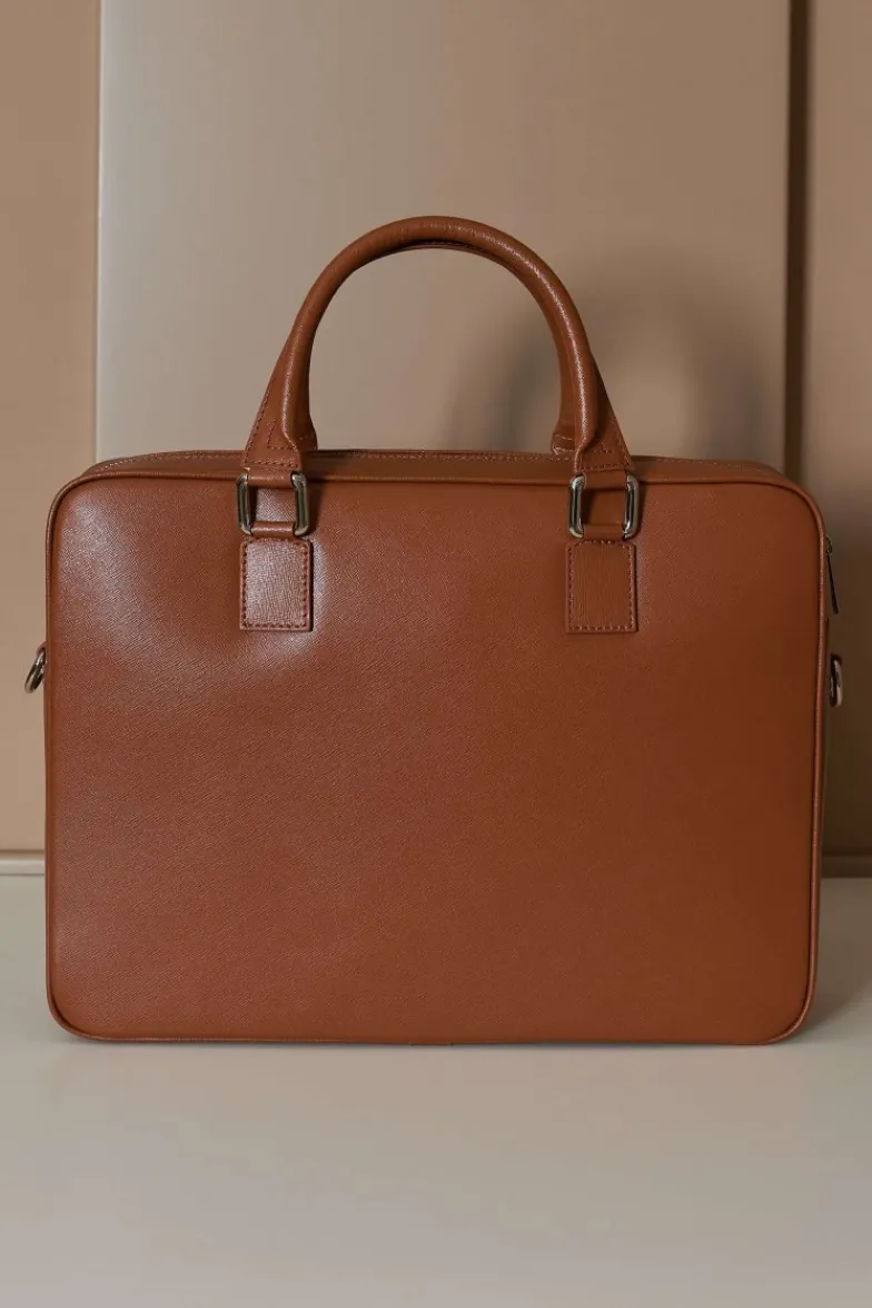 D'Arienzo Justin - Borsa Ventiquattrore in pelle di vitello cuoio saffiano con doppia tasca