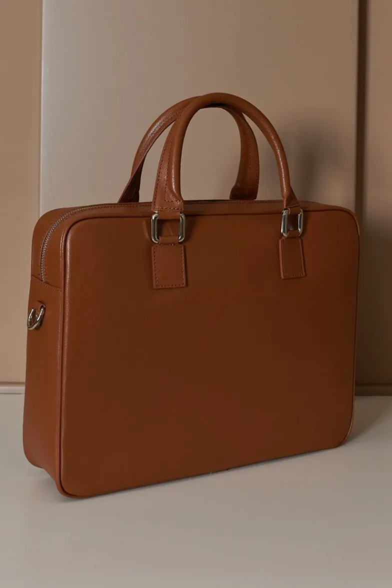 D'Arienzo Justin - Borsa Ventiquattrore in pelle di vitello cuoio saffiano con doppia tasca