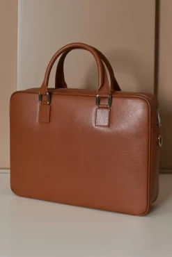 D'Arienzo Justin - Borsa Ventiquattrore in pelle di vitello cuoio saffiano con doppia tasca