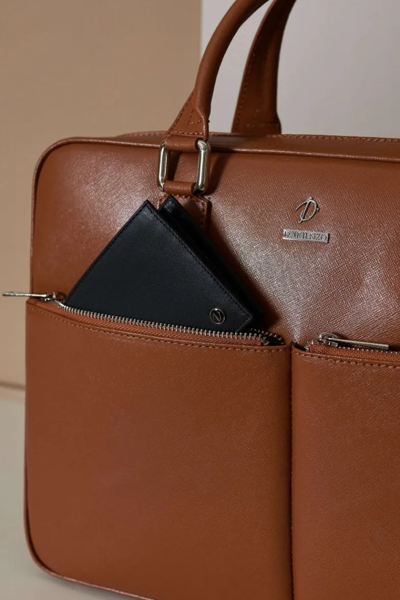D'Arienzo Justin - Borsa Ventiquattrore in pelle di vitello cuoio saffiano con doppia tasca