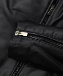 Donna D'Arienzo Karim Trap - Giacca moto in pelle nera trapuntata nappa effetto liscio