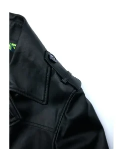 Donna D'Arienzo Kate - Cappotto in pelle nera doppio petto spacchi laterali