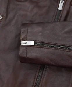 Donna D'Arienzo Kbc - Giacca chiodo in pelle testa di moro effetto vintage