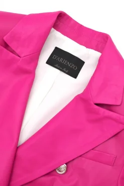 Donna D'Arienzo Kelly - Giacca blazer doppio petto in pelle naturale fuxia
