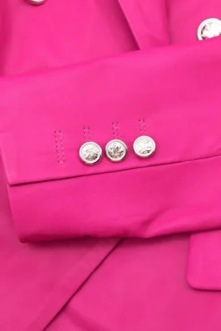 Donna D'Arienzo Kelly - Giacca blazer doppio petto in pelle naturale fuxia