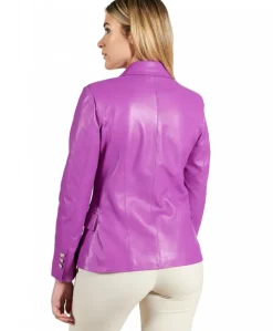 Donna D'Arienzo Kelly - Giacca blazer doppio petto in pelle naturale glicine