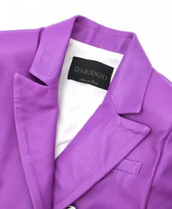 Donna D'Arienzo Kelly - Giacca blazer doppio petto in pelle naturale glicine