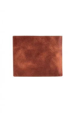 D'Arienzo Larry - Portafoglio classico in pelle color cuoio compatto pieghevole due ante