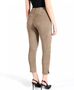 Donna D'Arienzo Leggings - Leggings in pelle scamosciata elasticizzata color fango