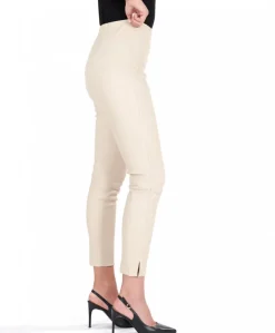 Donna D'Arienzo Leggings - Leggings in pelle panna elasticizzata effetto liscio