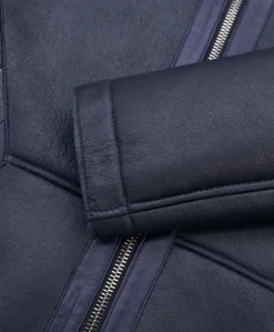 Uomo D'Arienzo Liam - Cappotto montone blu Shearling uomo cappuccio staccabile