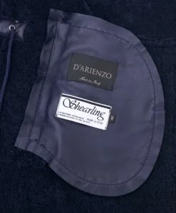 Uomo D'Arienzo Liam - Cappotto montone blu Shearling uomo cappuccio staccabile