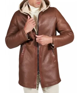 Uomo D'Arienzo Liam - Cappotto montone cuoio Shearling uomo cappuccio staccabile