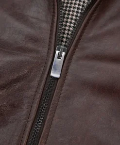 Donna D'Arienzo Linda - Giacca biker in pelle testa di moro effetto vintage
