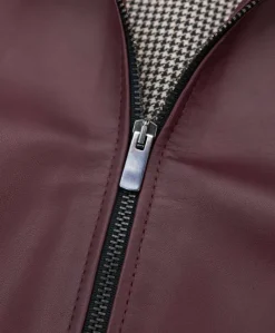 Donna D'Arienzo Linda - Giacca biker in pelle naturale bordeaux effetto liscio