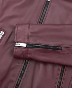 Donna D'Arienzo Linda - Giacca biker in pelle naturale bordeaux effetto liscio