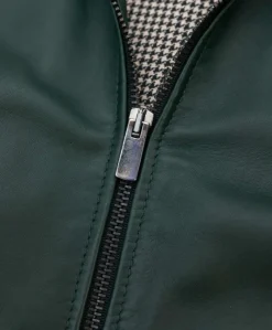 Donna D'Arienzo Linda - Giacca biker in pelle naturale verde effetto liscio