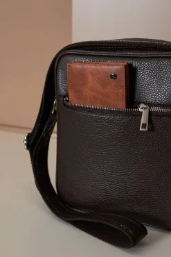 D'Arienzo Lucas - Borsa a tracolla in pelle testa di moro spallina regolabile