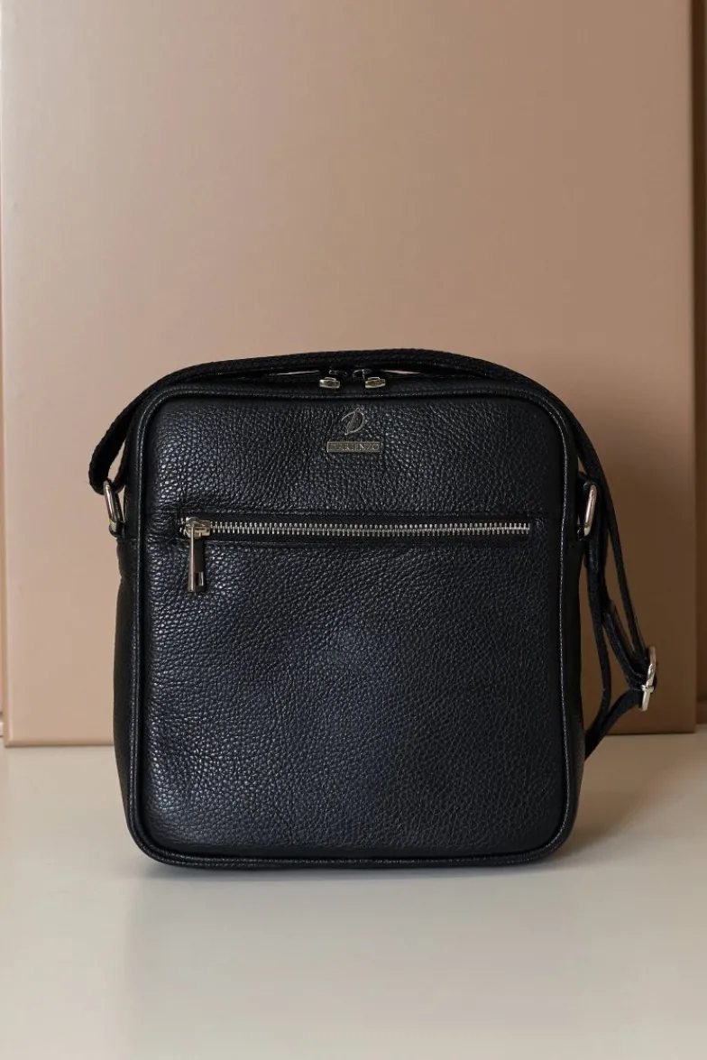 D'Arienzo Lucas - Borsa a tracolla in pelle nera spallina regolabile
