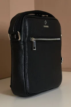 D'Arienzo Lucas - Borsa a tracolla in pelle nera spallina regolabile