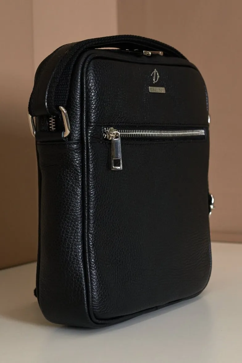 D'Arienzo Lucas - Borsa a tracolla in pelle nera spallina regolabile