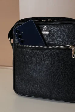 D'Arienzo Lucas - Borsa a tracolla in pelle nera spallina regolabile