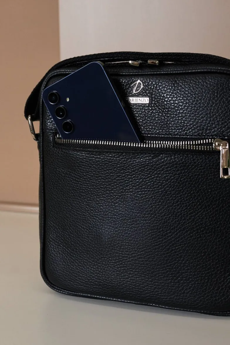 D'Arienzo Lucas - Borsa a tracolla in pelle nera spallina regolabile