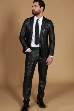 Uomo D'Arienzo Luke - Blazer in pelle nappa nera con due bottoni