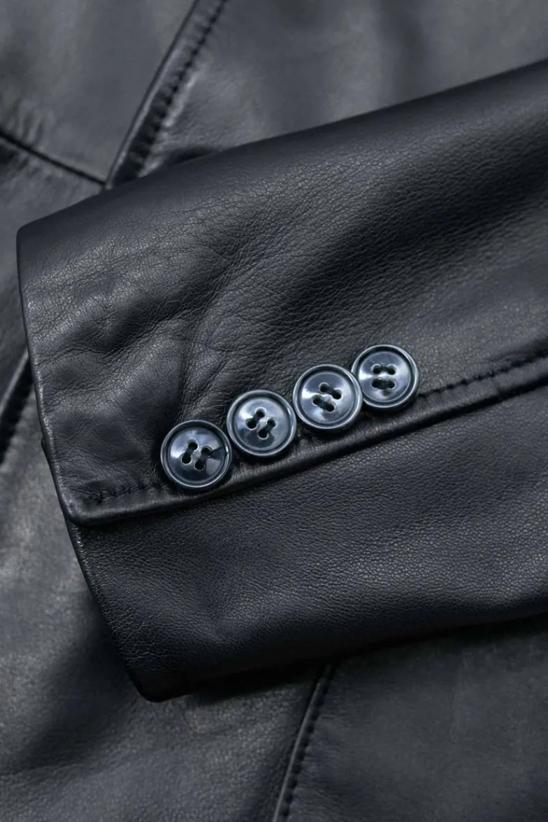 Uomo D'Arienzo Luke - Blazer in pelle nappa nera con due bottoni