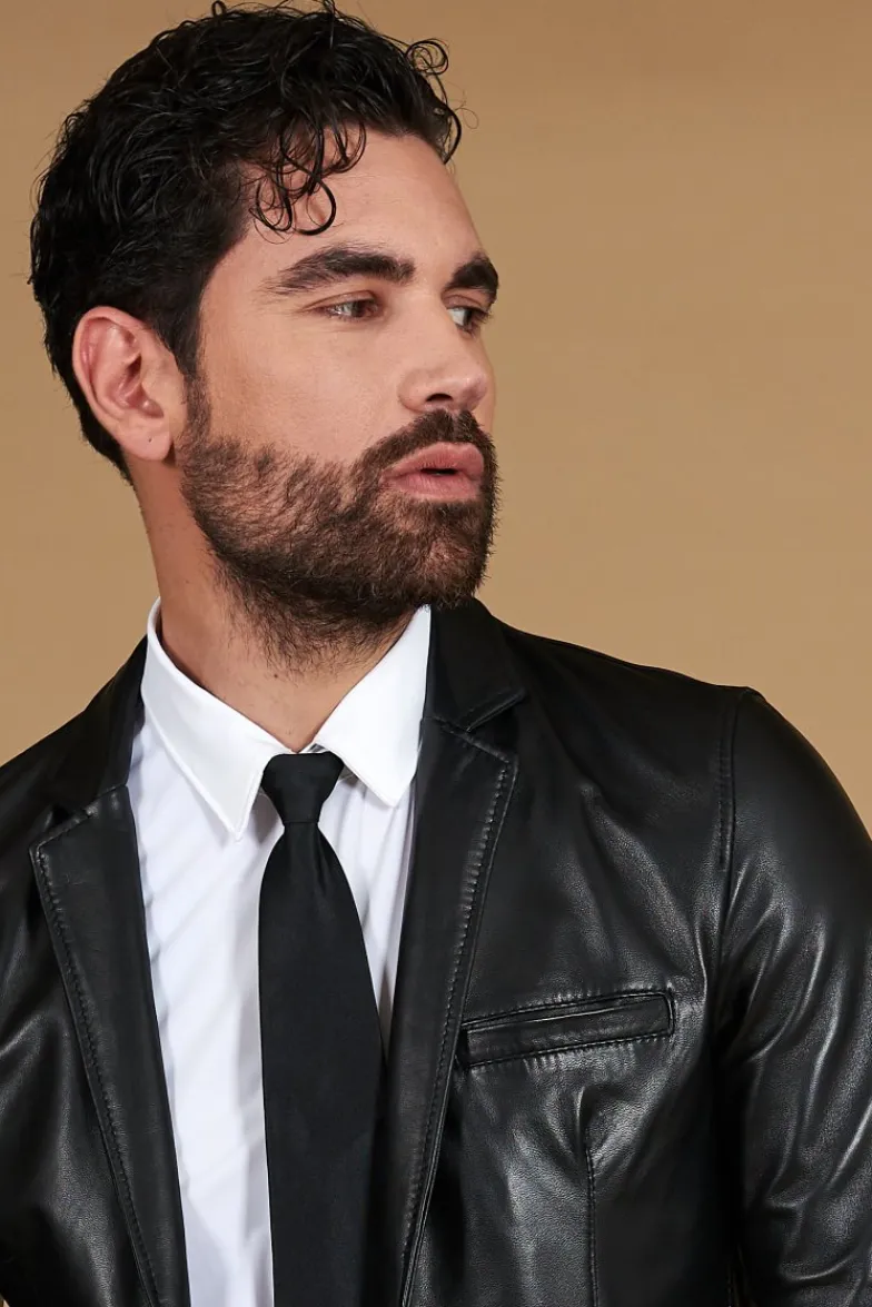 Uomo D'Arienzo Luke - Blazer in pelle nappa nera con due bottoni
