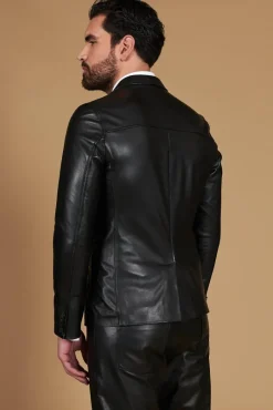 Uomo D'Arienzo Luke - Blazer in pelle nappa nera con due bottoni