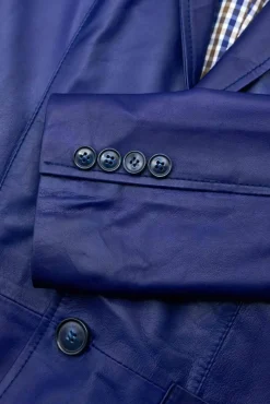 Uomo D'Arienzo Luke - Blazer in pelle naturale bluette con due bottoni