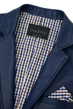 Uomo D'Arienzo Luke - Blazer in pelle naturale blu con due bottoni