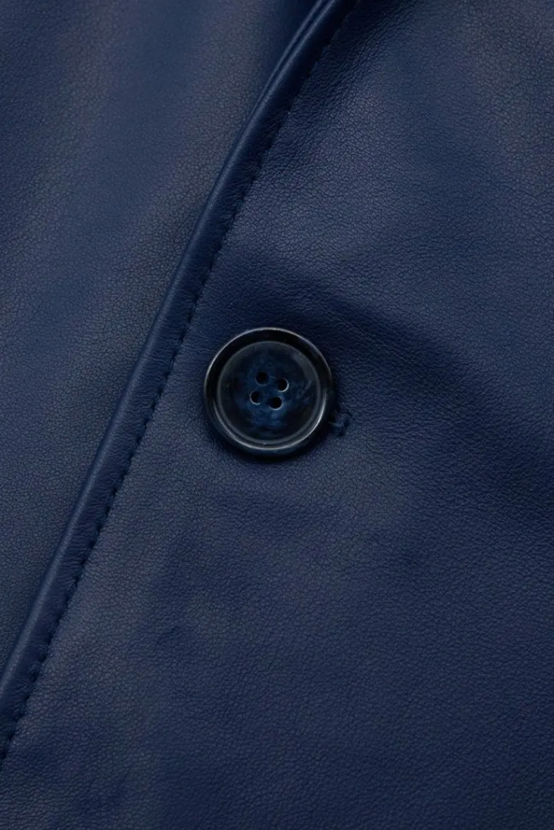 Uomo D'Arienzo Luke - Blazer in pelle naturale blu con due bottoni