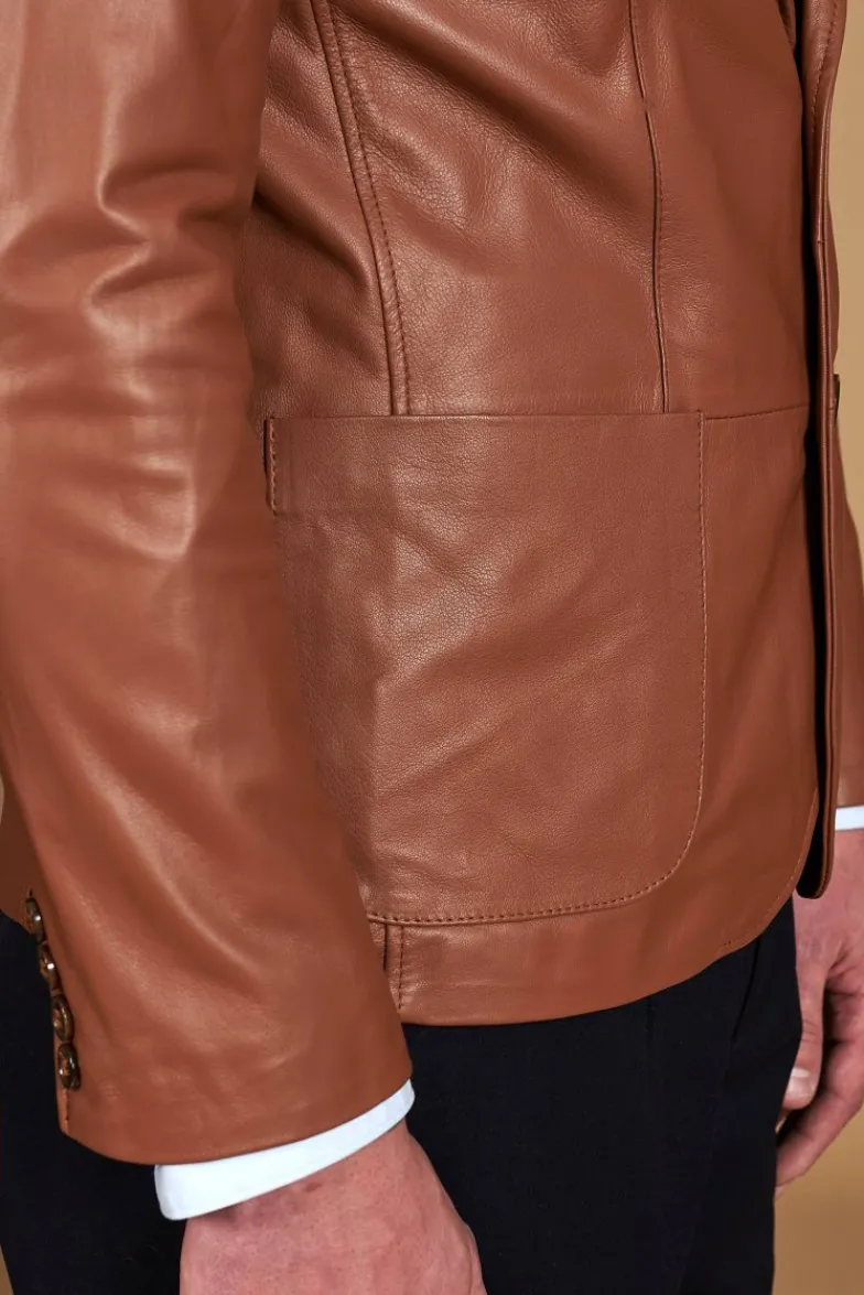 Uomo D'Arienzo Luke - Blazer in pelle naturale cuoio con due bottoni