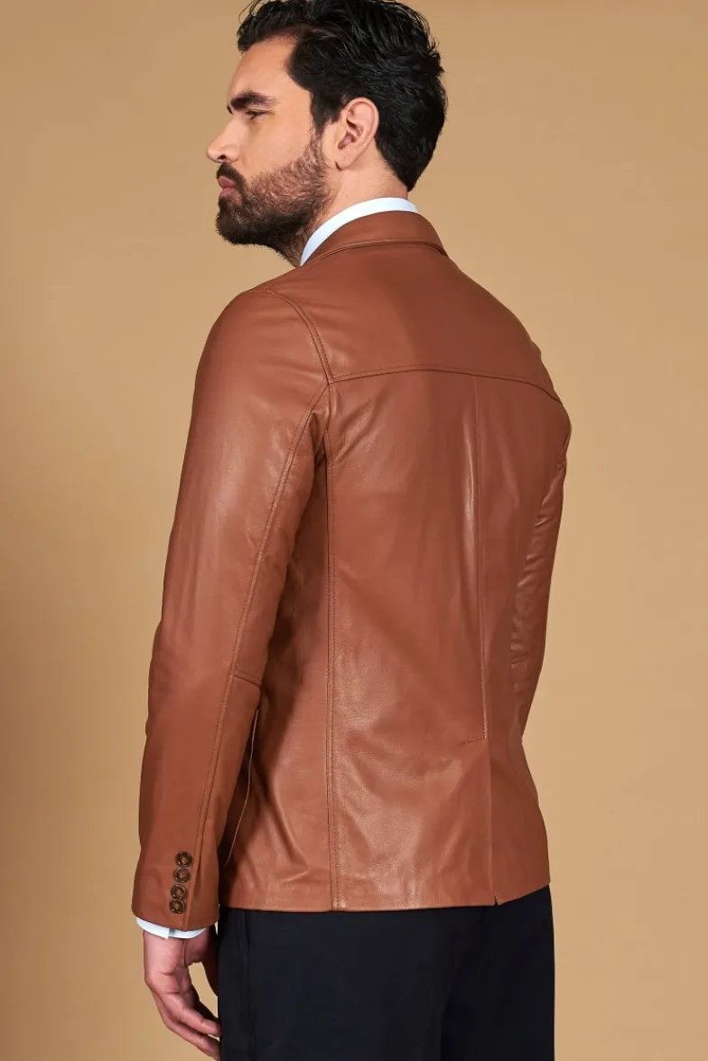 Uomo D'Arienzo Luke - Blazer in pelle naturale cuoio con due bottoni